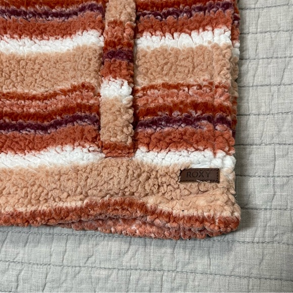 Roxy Quarter-zip Striped Fleece Sweatshirt In Canyon Clay Stripe Size Large - Picture 6 of 12